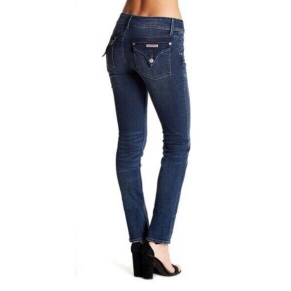 Hudson Collin Dark Blue Wash Low Rise Electric Clover Skinny Denim Jeans Size 26 - Picture 1 of 16